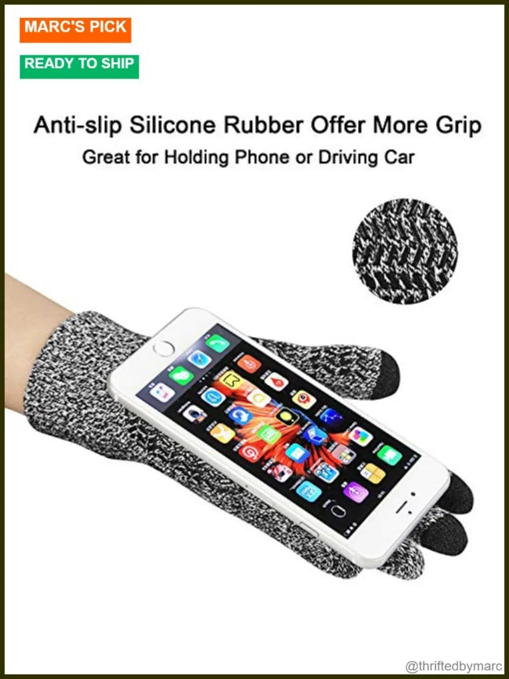Winter Beanie Hat Scarf Touchscreen Gloves Set 3 Pcs Fleece Lined